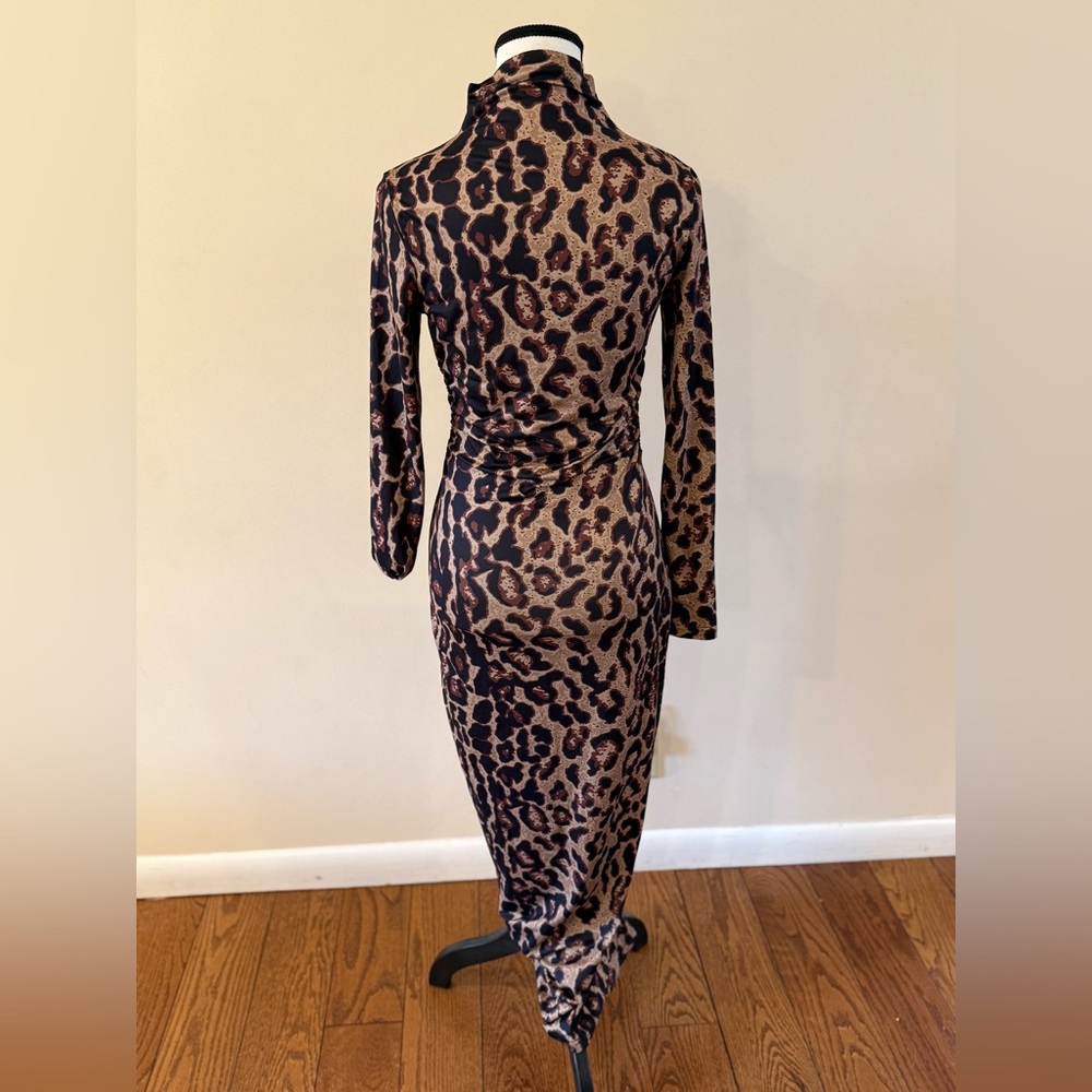 Womans Leopard Print Long Sleeve Dress - Picture 4 of 6